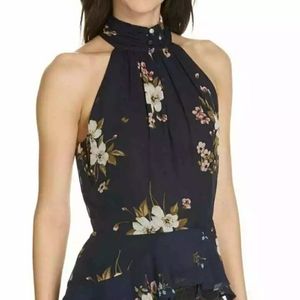 JOIE Abbigayl Women's Blouse Navy Floral Print
